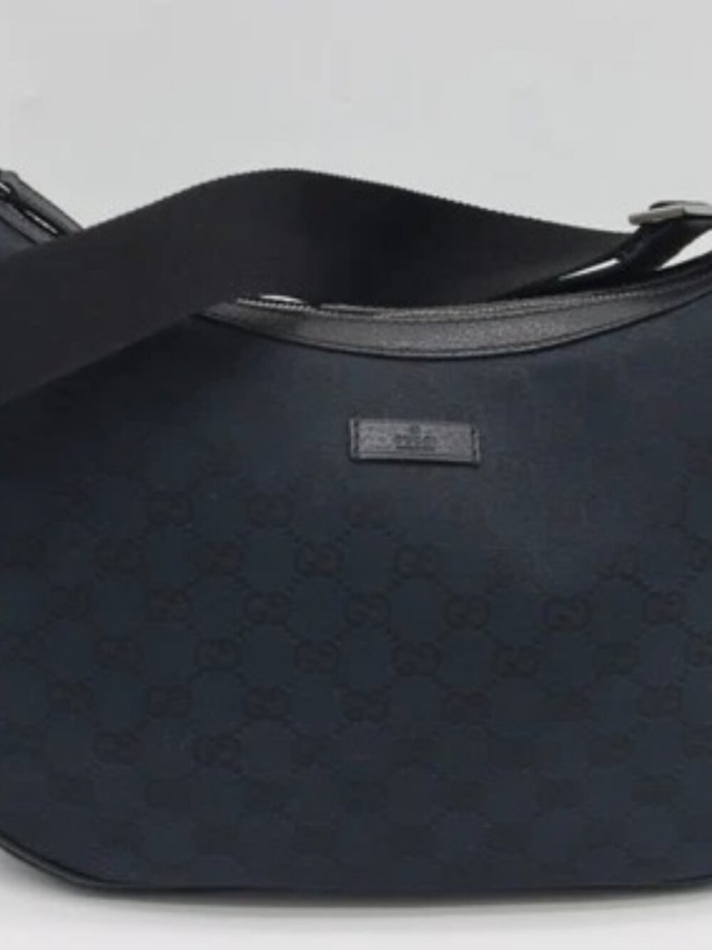 Gucci GG Canvas Half-Moon Shoulder Bag - Blue & Black